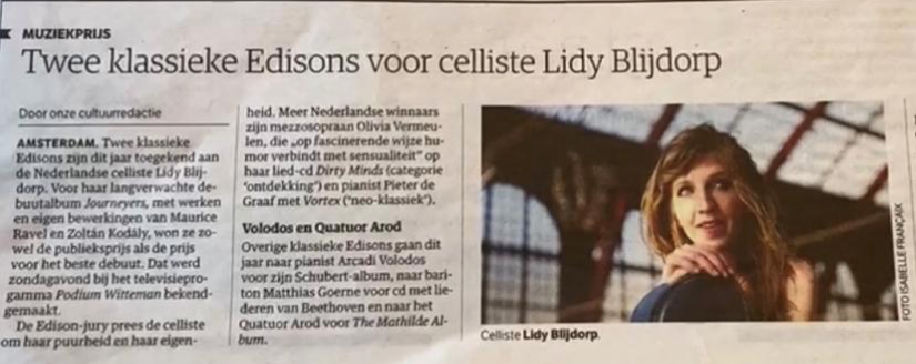 Two Edisons for Lidy Blijdorp